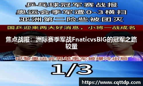 焦点战报：洲际赛季军战FnaticvsBIG的冠军之路较量